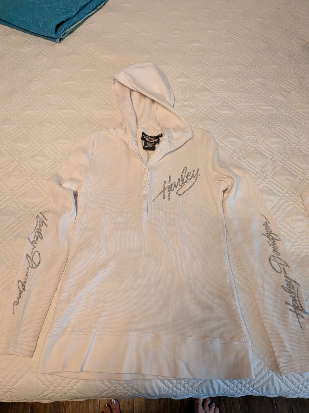 Harley-Davidson Women's White Hooded Pullover Sweater